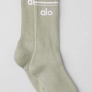 Alo Yoga Unisex Throwback Sock - Limestone/White