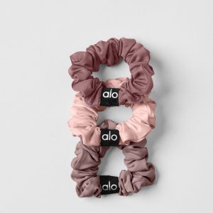 Alo Yoga Fresh Mini Scrunchie 3-Pack - Mushroom/Pink Quartz/Smoky Quartz