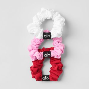 Alo Yoga Fresh Mini Scrunchie 3-Pack - Bold Red/Sweet Pink/White