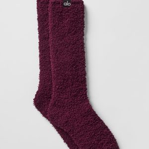 Alo Yoga Women's Plush Lush Sock - Burgundy