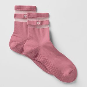 Alo Yoga Women's Pulse Grip Sock - Pink Wild Rose