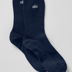 Alo Yoga Unisex Half-Crew Understated Sock - Navy