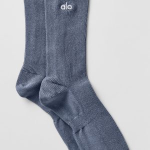 Alo Yoga Unisex Half-Crew Understated Sock - Bluestone
