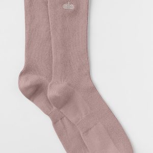 Alo Yoga Unisex Half-Crew Understated Sock - Taupe