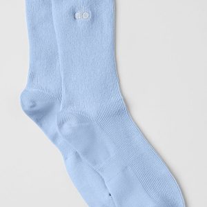 Alo Yoga Unisex Half-Crew Understated Sock - Seashell Blue
