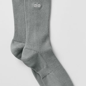Alo Yoga Unisex Half-Crew Understated Sock - Lunar Grey