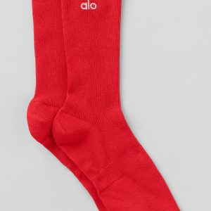 Alo Yoga Unisex Half-Crew Understated Sock - Bright Red