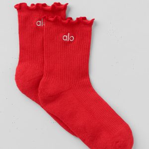 Alo Yoga Women's Lettuce Edge Sock - Bright Red