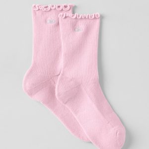 Alo Yoga Women's Lettuce Edge Sock - Pink Marshmallow