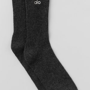 Alo Yoga Unisex Wool Cashmere Light Frosted Sock - Dark Slate Grey/Ivory