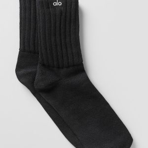Alo Yoga Unisex Half-Crew Scrunch Sock - Black