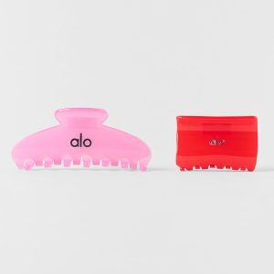 Alo Yoga Effortless Claw Clip (2-Pack) - Candy Heart Pink/Bright Red