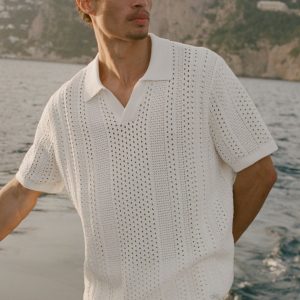 Alo Yoga Coastline Knit Short Sleeve Polo - Ivory