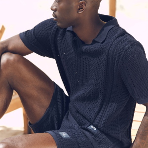 Alo Yoga Coastline Knit Short Sleeve Polo - Navy