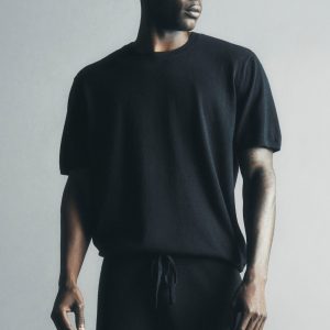 Alo Yoga Cotton Cashmere Ever Soft Short Sleeve Crew - Black