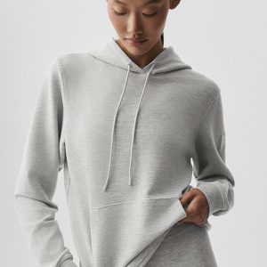 Alo Yoga Micro Waffle Fast Break Hoodie - Athletic Heather Grey