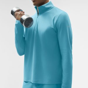 Alo Yoga Conquer 1/4 Zip Reform Long Sleeve - Blue Breeze