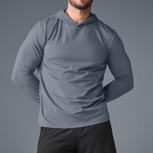 Alo Yoga Conquer Reform Long Sleeve With Hood - Steel Grey