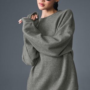 Alo Yoga Triumph Restore Crew Neck Sweatshirt - Grey Triblend