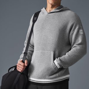 Alo Yoga Sports Club Sweater Knit Hoodie - Athletic Heather Grey