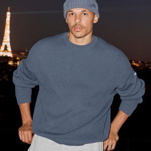 Alo Yoga Domain Rib Knit Crew Sweater - Bluestone