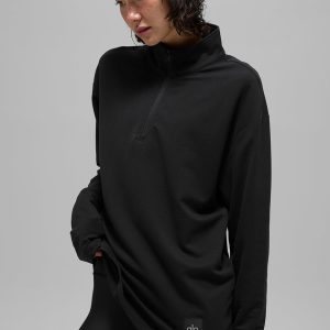 Alo Yoga Double Take Long Sleeve 1/4 Zip - Black