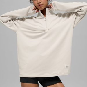 Alo Yoga Double Take Long Sleeve 1/4 Zip - Bone