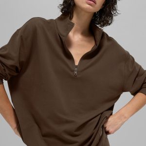 Alo Yoga Double Take Long Sleeve 1/4 Zip - Espresso