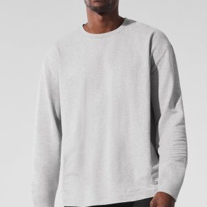 Alo Yoga Double Take Long Sleeve Crew - Athletic Heather Grey