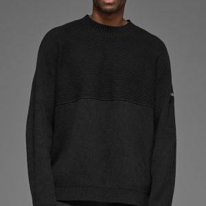 Alo Yoga Domain Shift Rib Knit Sweater Crew - Black