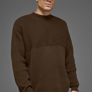 Alo Yoga Domain Shift Rib Knit Sweater Crew - Espresso