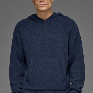 Alo Yoga Textured Knit Hoodie - Navy