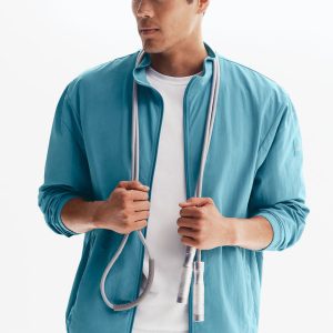Alo Yoga Takeaway Track Full Zip Jacket - Blue Breeze