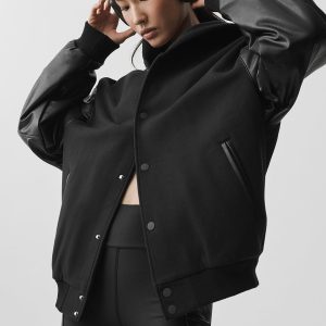 Alo Yoga Select Hooded Bomber Jacket - Black