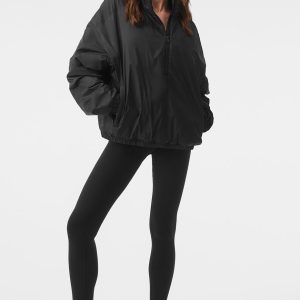 Alo Yoga Latitude Light Weight 1/2 Zip Pullover Jacket - Black
