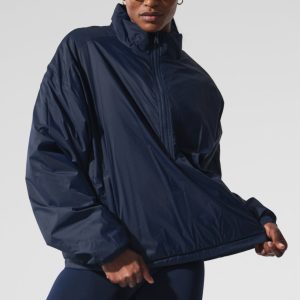 Alo Yoga Latitude Light Weight 1/2 Zip Pullover Jacket - Navy