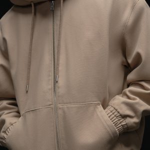 Alo Yoga Cotton Canvas Full Zip Hoodie - Gravel