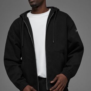 Alo Yoga Cotton Canvas Full Zip Hoodie - Black