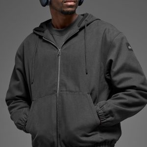 Alo Yoga Cotton Canvas Full Zip Hoodie - Anthracite