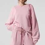 Alo Yoga Make Waves Crew Neck Pullover - Sunset Pink Tonal