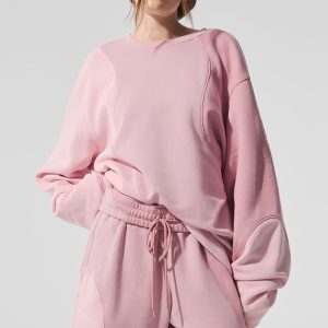 Alo Yoga Make Waves Crew Neck Pullover - Sunset Pink Tonal