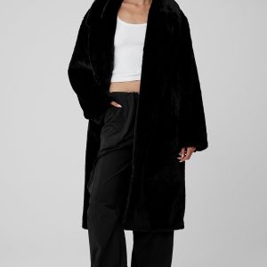 Alo Yoga Oversized Faux Fur Trench - Black
