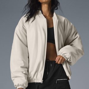 Alo Yoga Faux Leather Premier Bomber - Bone