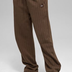 Alo Yoga Pinstripe Straight Leg Sweatpant - Espresso Pinstripe