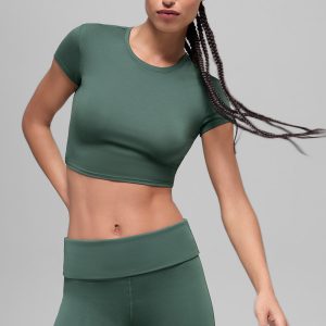 Alo Yoga Alosoft Crop Finesse Short Sleeve - Clover Green