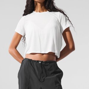 Alo Yoga Cropped All Day Short Sleeve - White