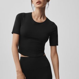 Alo Yoga ALO Softsculpt Precision Half Sleeve Tee - Black