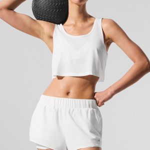 Alo Yoga Cropped Sport Star Tank - White