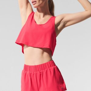 Alo Yoga Cropped Sport Star Tank - Candy Red