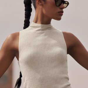 Alo Yoga Sweater Knit Unwind Sleeveless Top - Oatmeal Heather